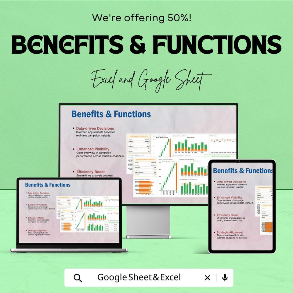 Campaign Performance Dashboard Advertising Template | Data Analysis, ROI Tracker, Campaign Performance | Instant Download