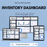 Inventory Dashboard for Excel & Google Sheets | Track Stock, Revenue and Expenses | Dynamic Business Management Tool