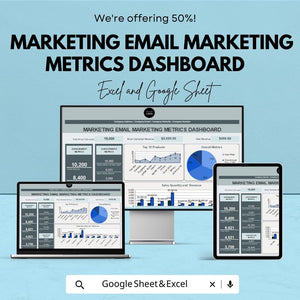 Marketing Email Marketing Metrics Dashboard - Excel & Google Sheet Template for Tracking, Analyzing, and Optimizing Email Campaigns