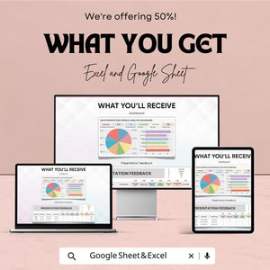 Sales Presentation Feedback Analysis Dashboard | Google Sheets & Excel Template | Performance Review Tracker | Sales Metrics Dashboard |
