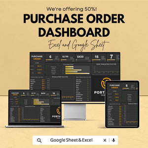 Purchase Order Dashboard | Excel & Google Sheets Template | Track Orders, Revenue, and Status | Customizable Procurement Tool
