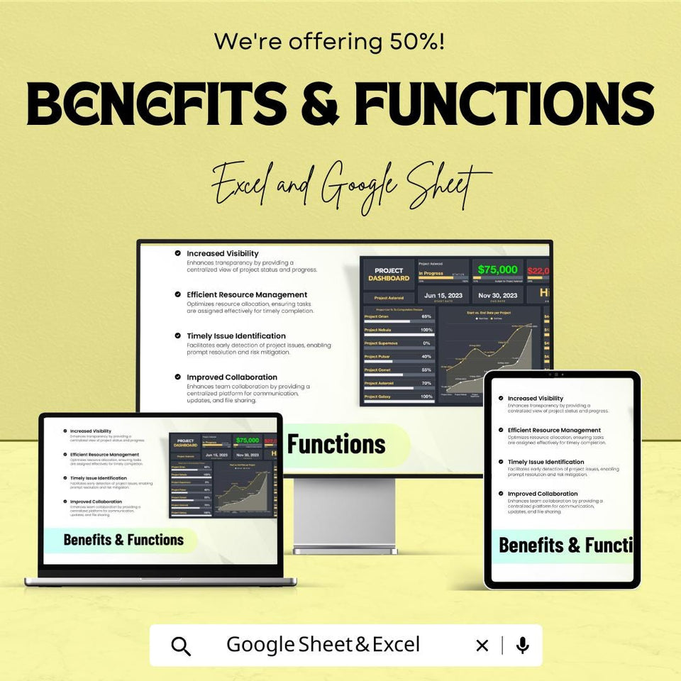 Project Dashboard Sheet for Excel and Google Sheets – Task Tracking, Budget Management, & Timeline Visualization