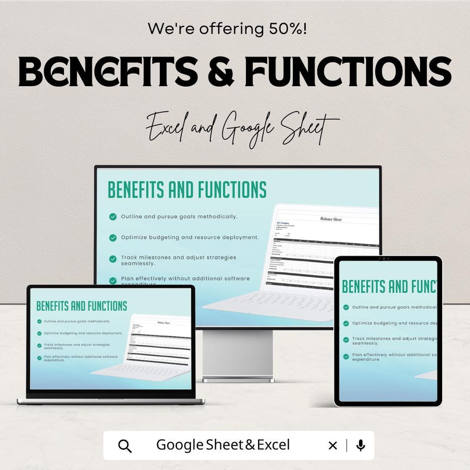 Monthly Balance Sheet | Excel and Google Sheet | 50% OFF | Financial Planning & Budget Template