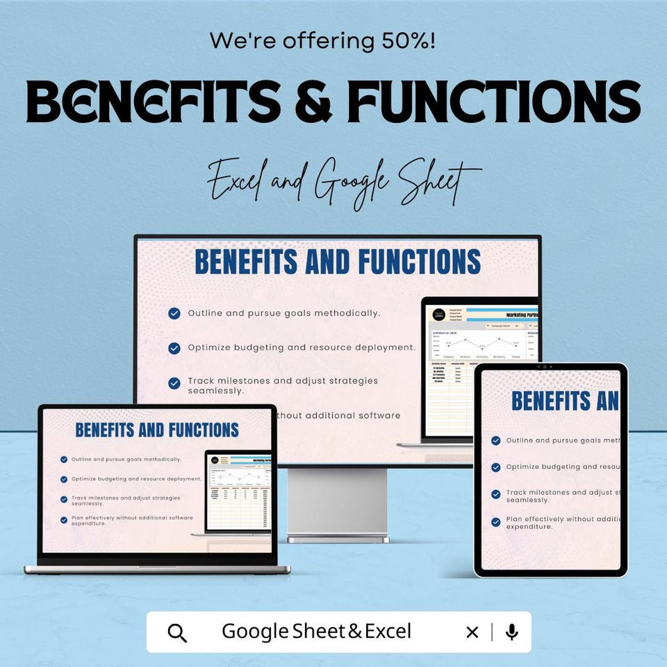 Marketing Partner Collaboration Metrics Sheet | Excel & Google Sheet | 50% OFF | Performance Tracking and Goal Setting Template
