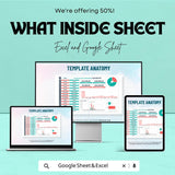 Ledger Balance Monitoring Dashboard Template | Financial Tracking Excel & Google Sheets | Manage Debts, Credits, and Balances |