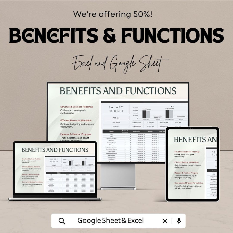 Salary Budget Template Excel & Google Sheet | Track Employee Salaries, Benefits, and Expenses | Customizable Payroll Budgeting Tool
