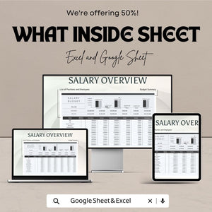 Salary Budget Template Excel & Google Sheet | Track Employee Salaries, Benefits, and Expenses | Customizable Payroll Budgeting Tool