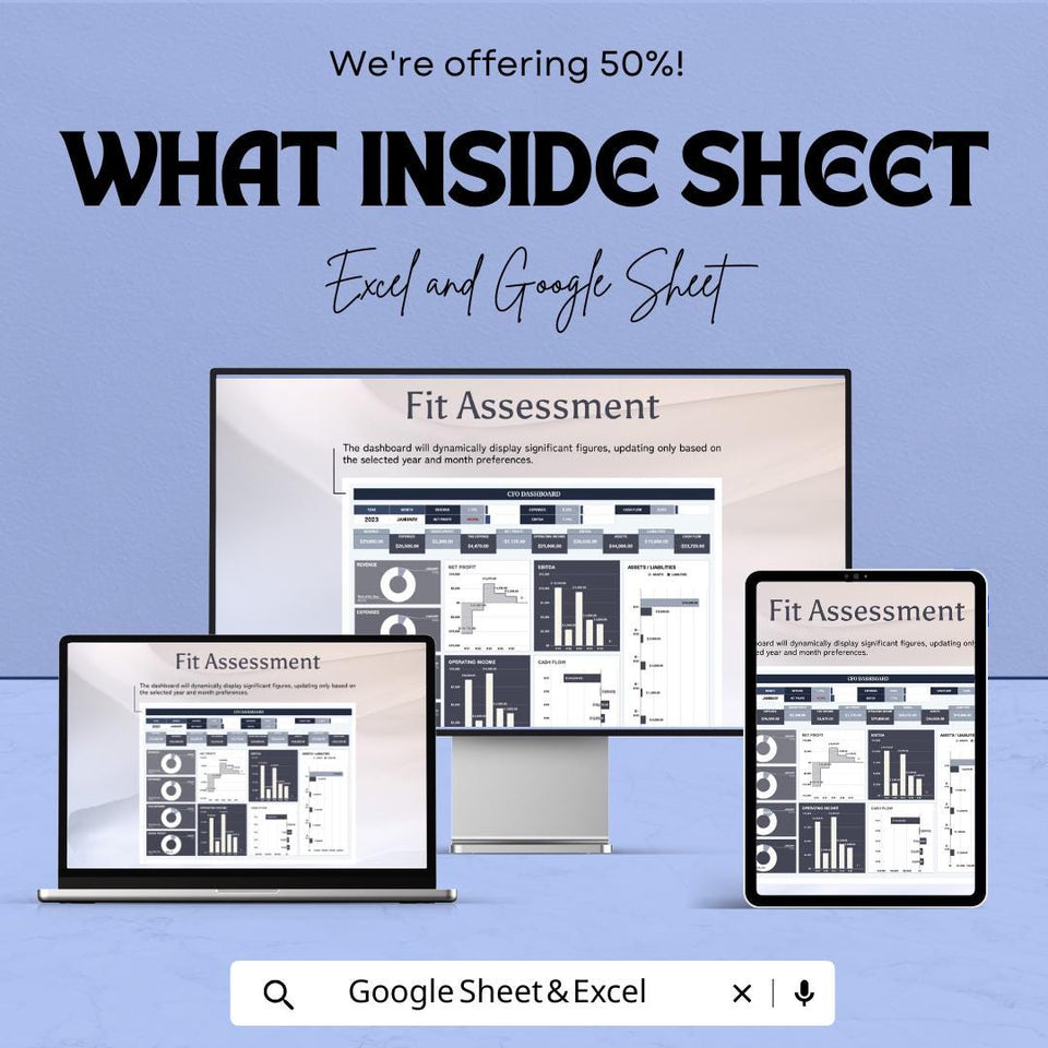 CFO Dashboard Template | Excel and Google Sheet | Financial Tracking | Monthly, Quarterly, Annual Report | Budget & Expense Management