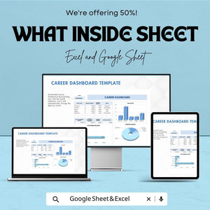 Career Dashboard | Google Sheet | Financial Clarity, Debt Tracker & Career Goal Planner | Customizable Templates for Professional Growth