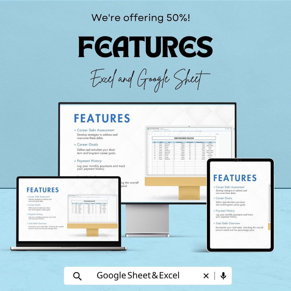 Career Dashboard | Google Sheet | Financial Clarity, Debt Tracker & Career Goal Planner | Customizable Templates for Professional Growth