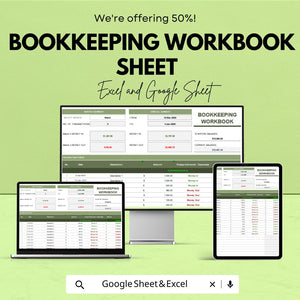 Bookkeeping Workbook Sheet for Financial Management | Google Sheet Template | Track Income & Expenses | Budgeting and Accounting Tool