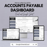 Accounts Payable Dashboard Template | Excel and Google Sheets | Financial Management | Invoice Tracking | Payment Status Report |