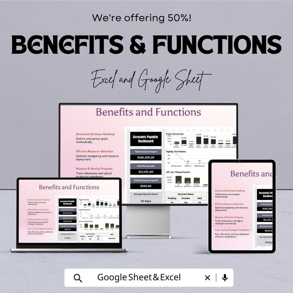 Accounts Payable Dashboard Template | Excel and Google Sheets | Financial Management | Invoice Tracking | Payment Status Report |