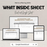 Accounting and Bookkeeping Sheet | Financial Tracker Template | Expense and Income Management | Excel & Google Sheets