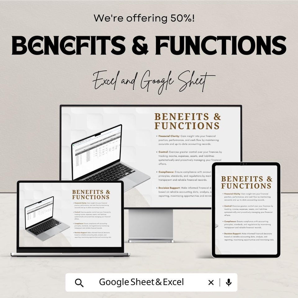 Accounting and Bookkeeping Sheet | Financial Tracker Template | Expense and Income Management | Excel & Google Sheets