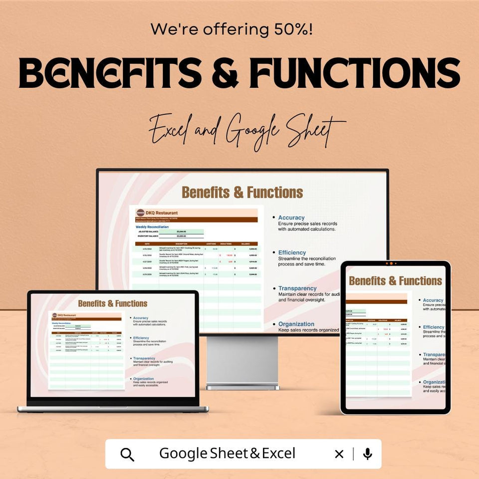 Weekly Reconciliation Sheet for Finances | Excel & Google Sheet Template | Financial Reconciliation Tracker | Budget Management Tool