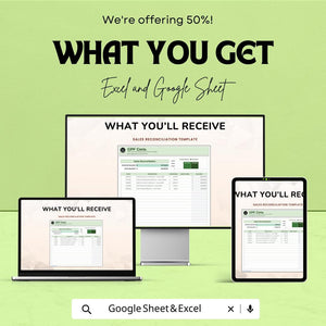 Sales Reconciliation Sheet Template for Excel and Google Sheets | Financial Management Spreadsheet | Track Sales, Additions & Deductions |