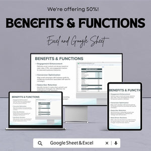 Marketing Brand Awareness Metrics Dashboard | Google Sheet Template | Track social media, Website, and Email Performance | Metrics Overview