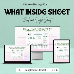 Legal Case Management Dashboard Sheet | Google Sheets Template for Case Tracking | Legal Case Overview | Task & Deadline Management