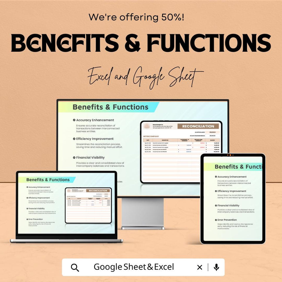 Intercompany Reconciliation Sheet | Google Sheets Template | Financial Transaction & Account Balancing Tool | Accurate and Efficient