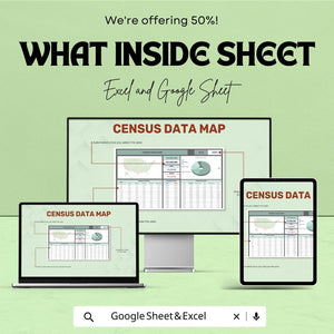 Census Data Map Sheet 2024 – US Population and Demographics Data in Excel & Google Sheets, Interactive Map Template, Easy-to-Use