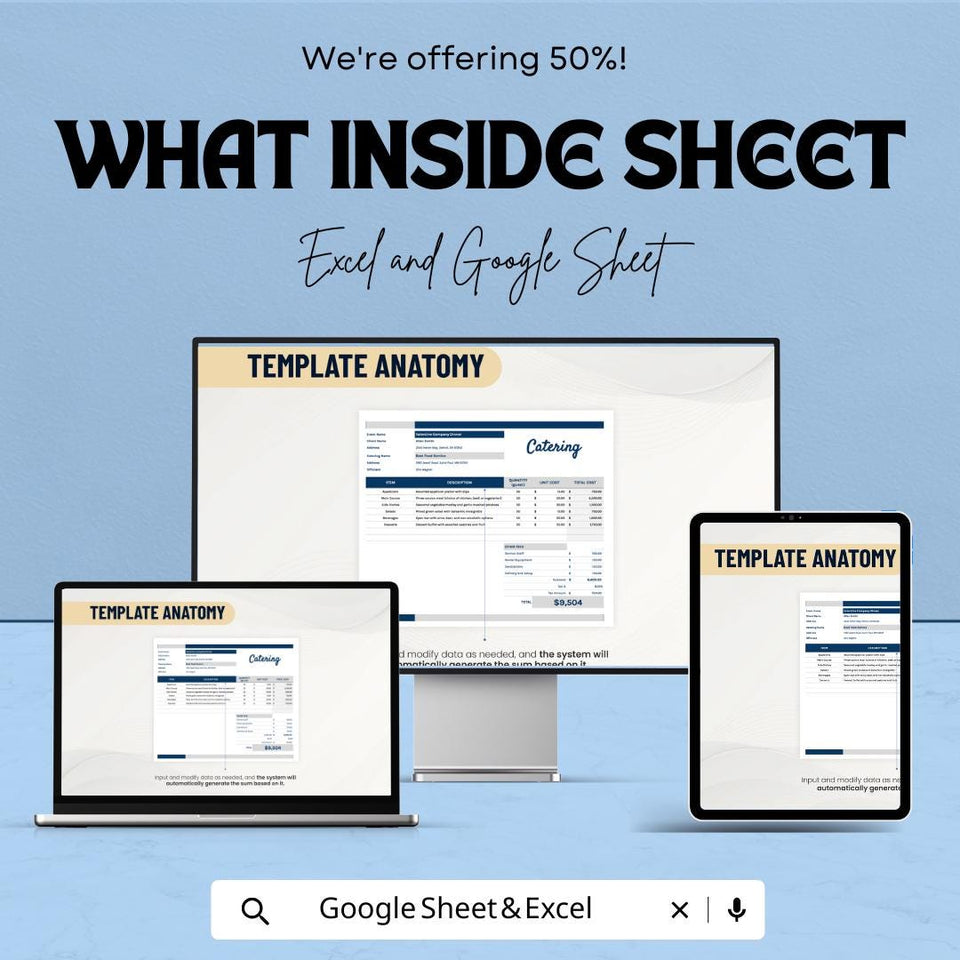 Catering Sheet Template | Excel and Google Sheet | Event Planning & Catering Budgeting