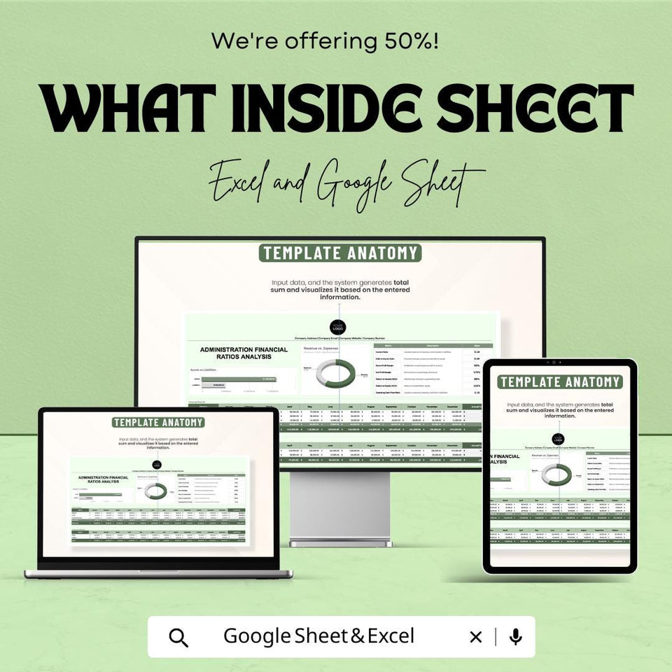 Administration Financial Ratios Analysis Sheet for Excel and Google Sheets – Financial Planning & Strategic Decision-Making
