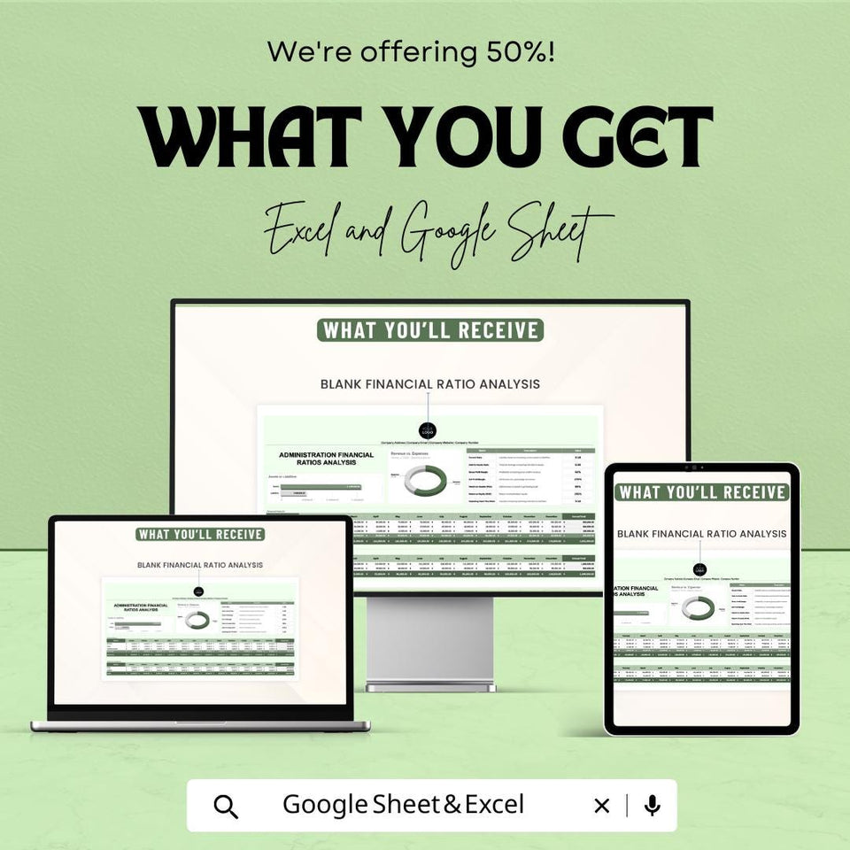 Administration Financial Ratios Analysis Sheet for Excel and Google Sheets – Financial Planning & Strategic Decision-Making