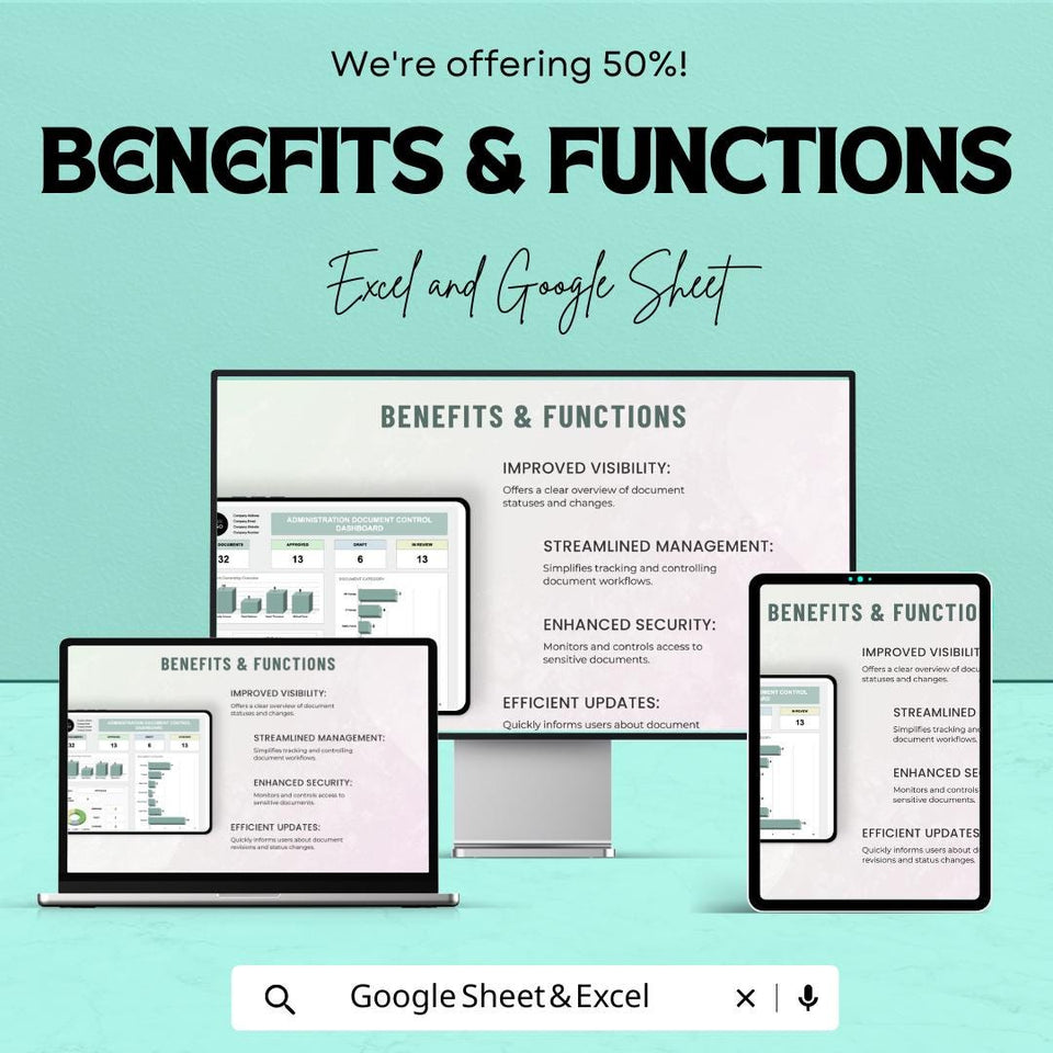 Administration Document Control Dashboard – Excel and Google Sheets Template for Document Tracking, Management & Reporting