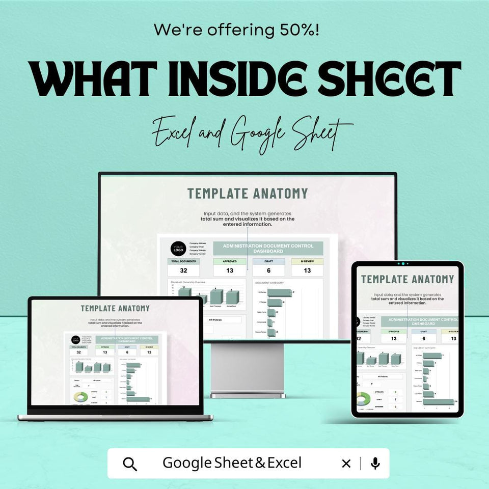 Administration Document Control Dashboard – Excel and Google Sheets Template for Document Tracking, Management & Reporting