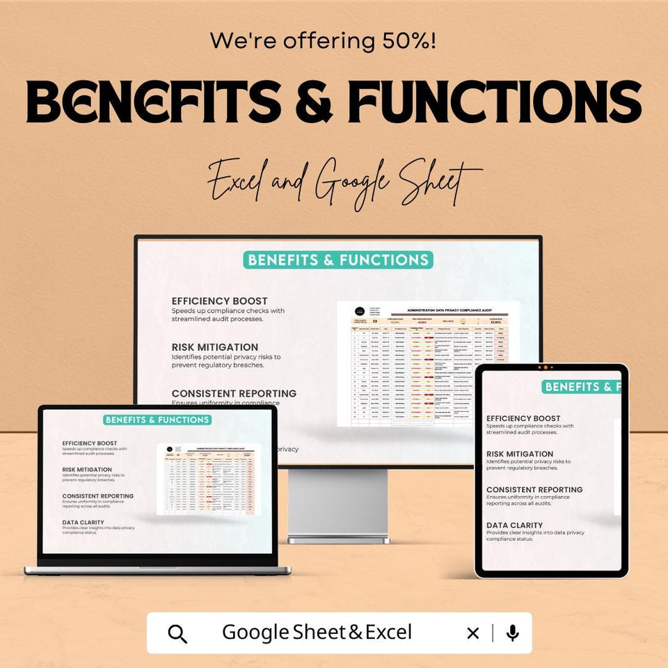 Administration Data Privacy Compliance Audit Sheet | Excel and Google Sheets | Data Privacy & Security Audit Template