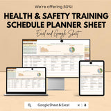 Health & Safety Training Schedule Planner Sheet - Excel and Google Sheets Template - Efficient Training Organization and Attendance Tracker