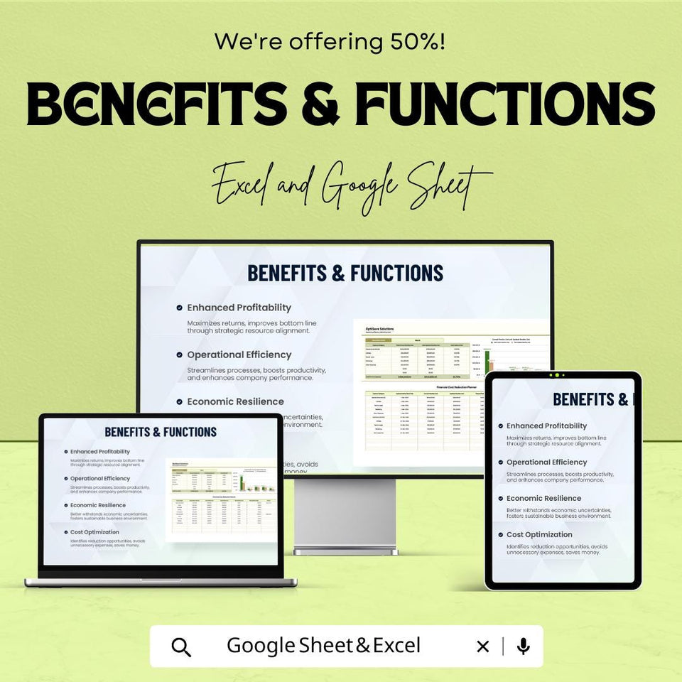 Financial Cost Reduction Planner Sheet | Excel and Google Sheet Template for Budgeting & Expense Management