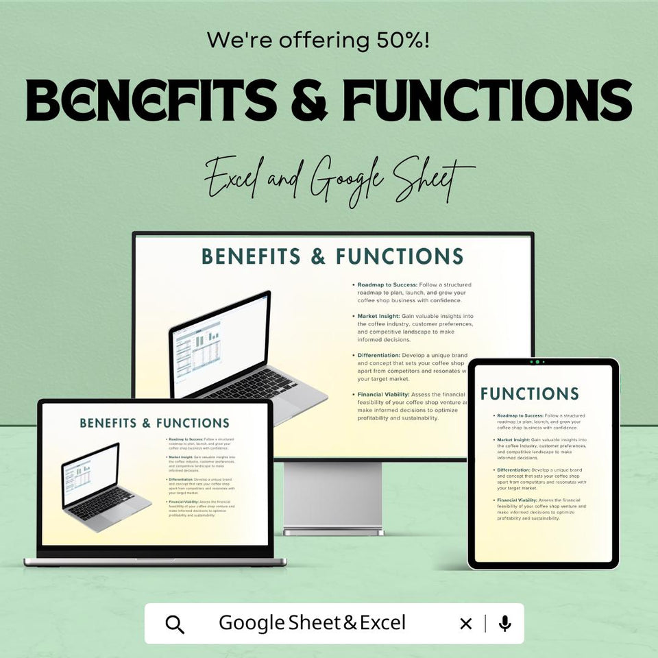 Coffee Shop Business Plan Template | Startup Excel & Google Sheet | Coffee Shop Financial Planner | Restaurant Business Plan