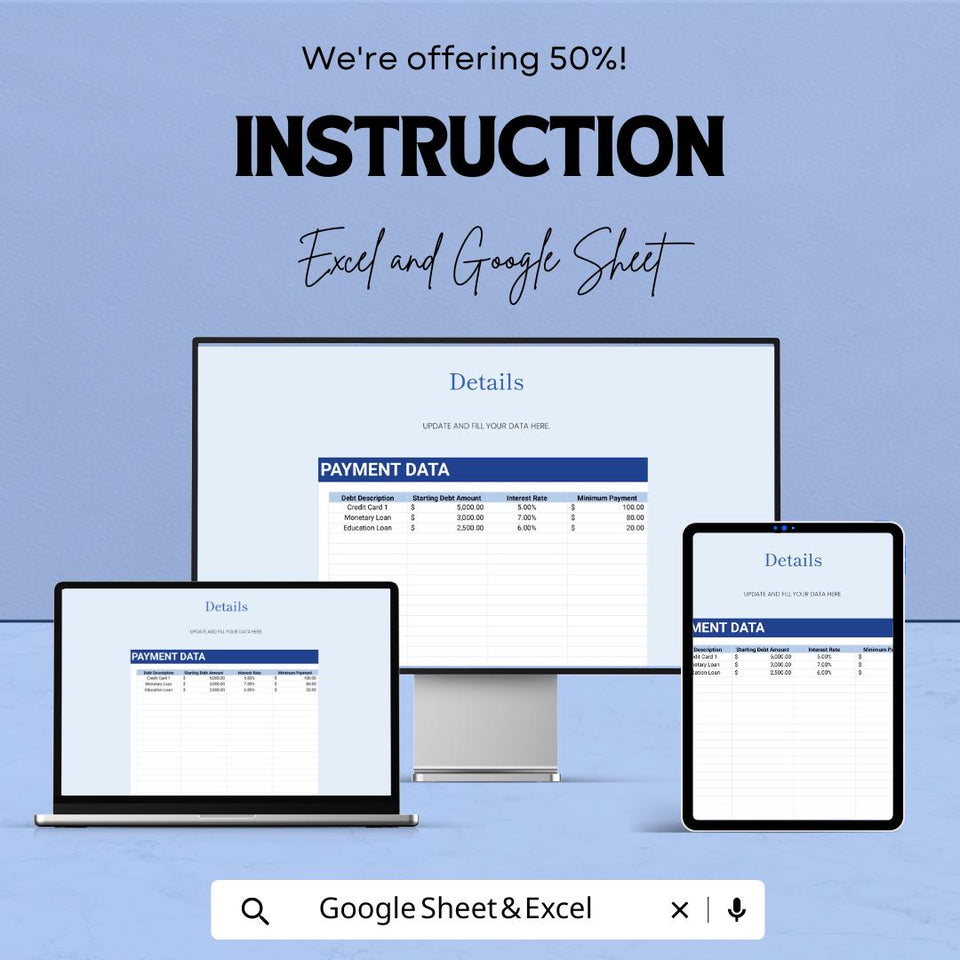 Debt Payoff Plan Template - Debt Tracker Sheet for Excel & Google Sheets - Personal Finance Management Tool