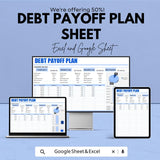 Debt Payoff Plan Template - Debt Tracker Sheet for Excel & Google Sheets - Personal Finance Management Tool