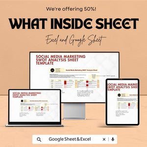 Social Media Marketing SWOT Analysis Sheet - Excel & Google Sheet Template for Strategy, Planning, and Performance