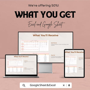Meal Planner Sheet | Weekly & Monthly Meal Planner Template | Easy Meal Planning and Grocery List Generator | Meal Prep and Nutrition