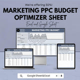 Marketing PPC Budget Optimizer Sheet – Excel and Google Sheet for Effective Campaign Tracking & ROI Analysis
