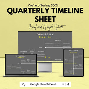 Quarterly Timeline Sheet | Project Management Template | Goal Setting | Business & Personal Planner | Track Progress and Milestones