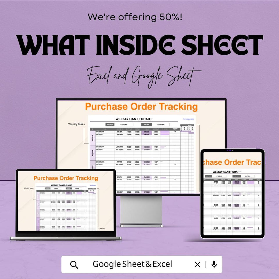 Weekly Gantt Chart Sheet | Project Planning Template | Task Tracker & Timeline | Editable Gantt Chart for Teams | Weekly Planner