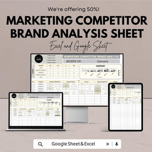 Marketing Competitor Brand Analysis Sheet – Excel & Google Sheets Template for Tracking Competitor Performance and Brand Metrics
