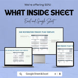 Car Restoration Project Plan Sheet | Google Sheet | Project Management Template | Customizable Gantt Chart | Restoration Project Planner