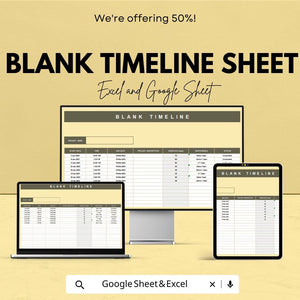 Blank Timeline Sheet - Project Planning Template | Excel and Google Sheet | Track Dates, Milestones & Tasks | Printable Project Tracker