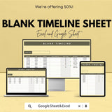 Blank Timeline Sheet - Project Planning Template | Excel and Google Sheet | Track Dates, Milestones & Tasks | Printable Project Tracker