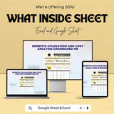 Benefits Utilization and Cost Analysis HR Dashboard | Excel & Google Sheet | HR Report Template | Business Metrics Spreadsheet