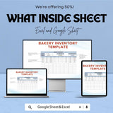 Bakery Inventory Sheet | Excel and Google Sheets | Track Sales, Stock & Best-Selling Items | Bakery Management Template
