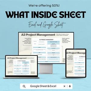 A3 Project Management Sheet | Excel & Google Sheet Template | Collaborative Project Planning | Customizable Template for Team Management