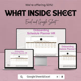 Onboarding Schedule Planner HR - Google Sheet Template - Employee Onboarding Tracker - New Hire Schedule - HR Template for Easy Onboarding