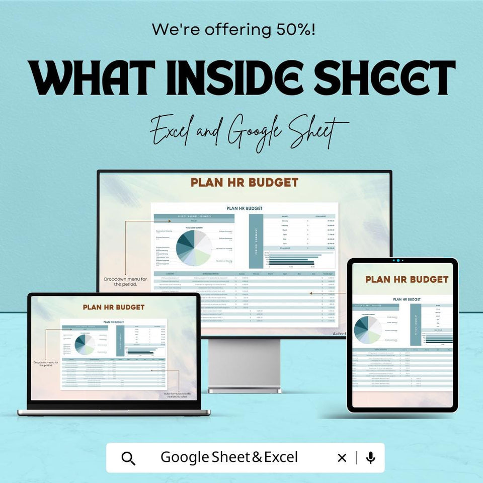 Plan HR Budget Sheet Excel & Google Sheet - HR Budget Template for Efficient Planning and Management